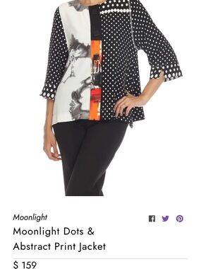 Moonlight Black & White Polka Dot Tunic with Orange Accent